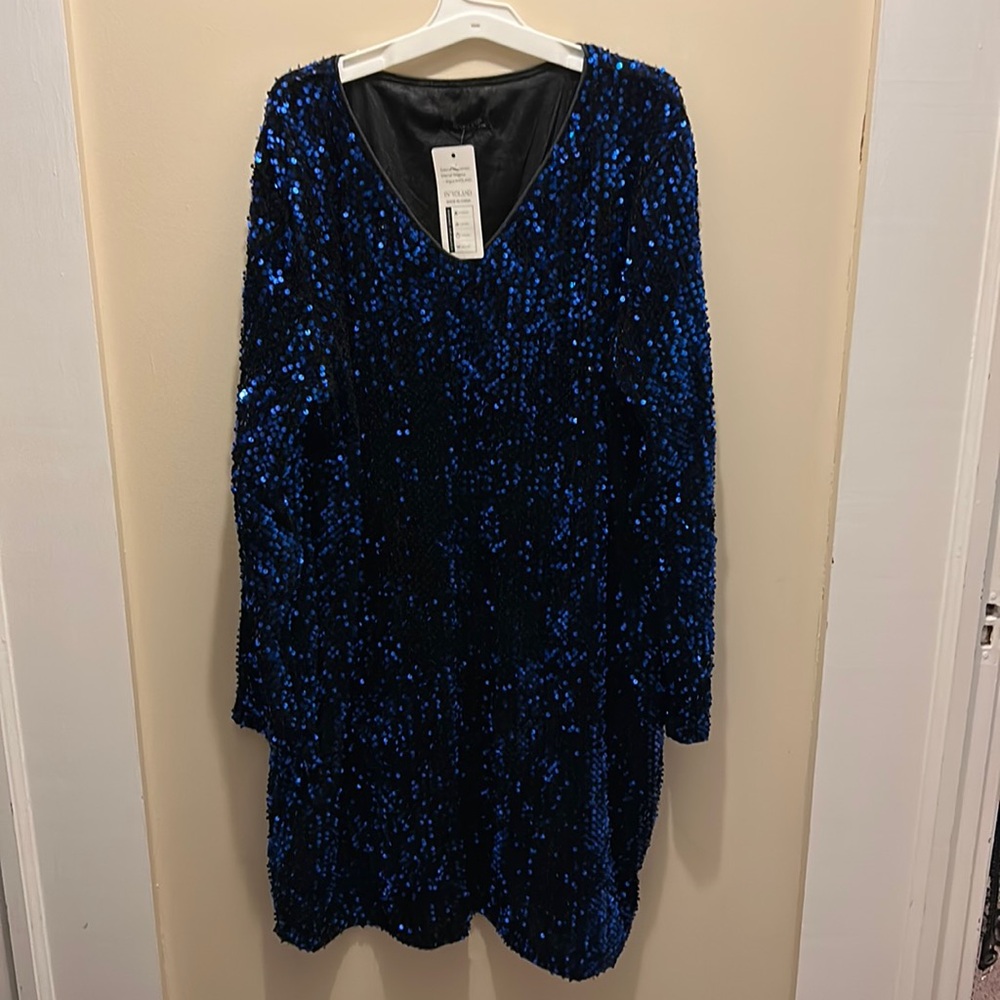 24W blue sequin dress